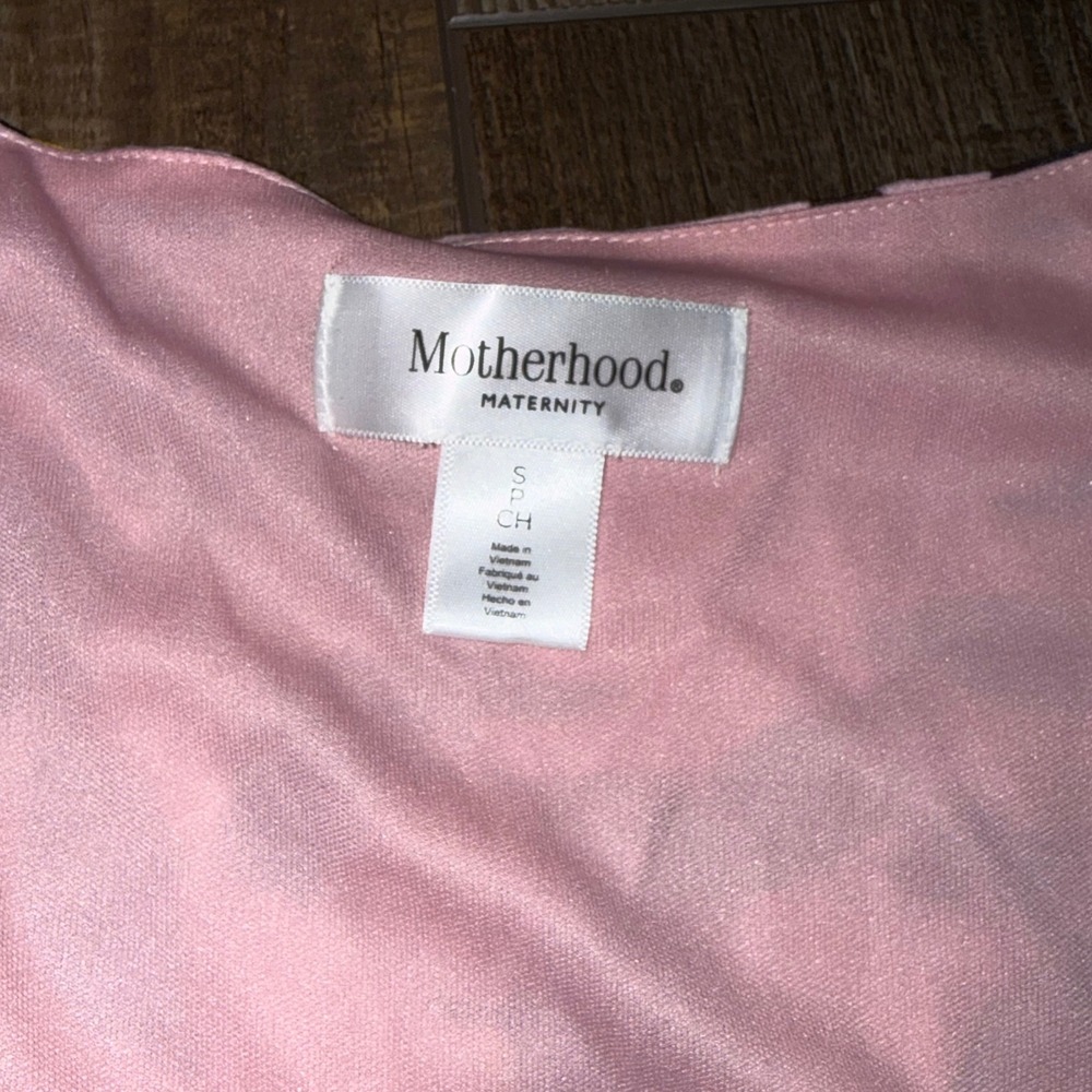 Motherhood Maternity Pink Floral V-Neck Wrap Maxi Dress Small Short Sleeve - Picture 6 of 7